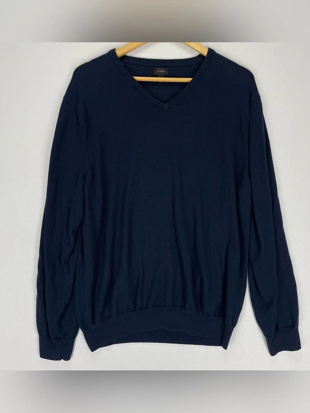 J.CREW Cotton Cashmere Blend Sweater Men’s XXL Navy Blue Knit V-Neck Pullover